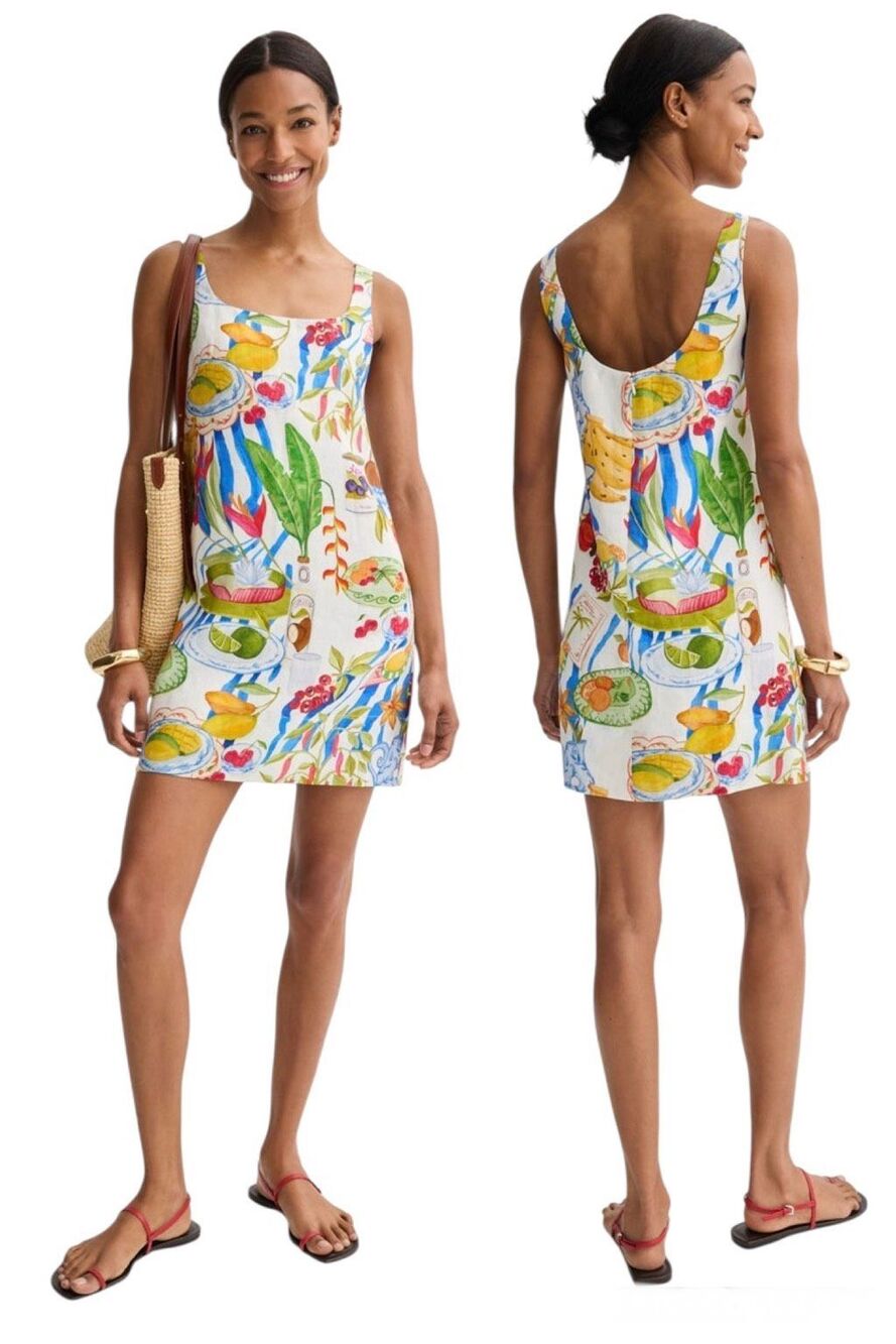 Farm Rio Fresh Table Euroflax Premium Linen Mini Dress Sz XS